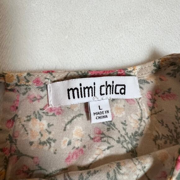 Mimi Chica Crewneck Floral Print Midi Length Size L Cottagecore Boho Colorful - Picture 4 of 11